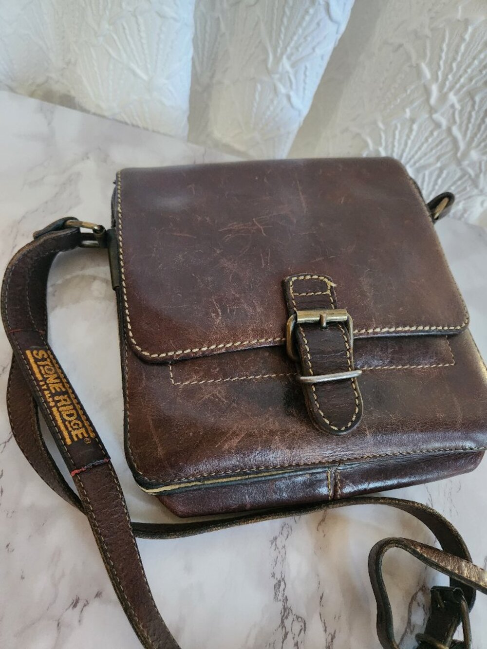 Stone Ridge Brown Distressed Leather Crossbody